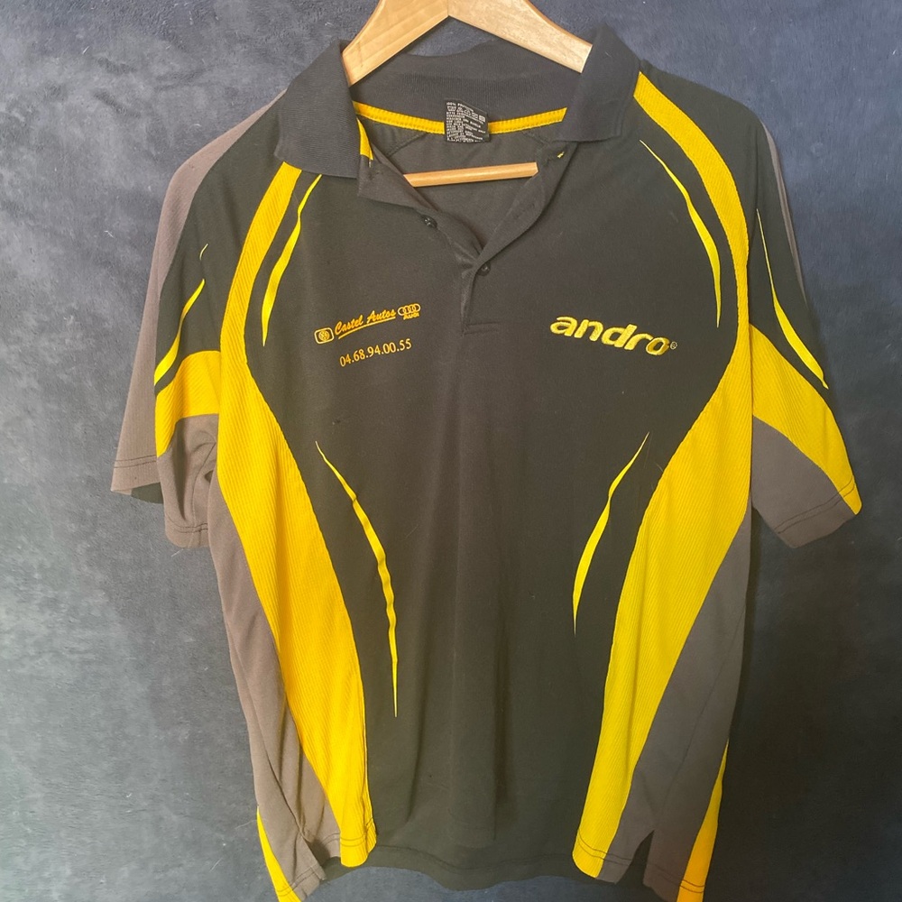 French Sponsored local table tennis shirt, Med, stretch fabric